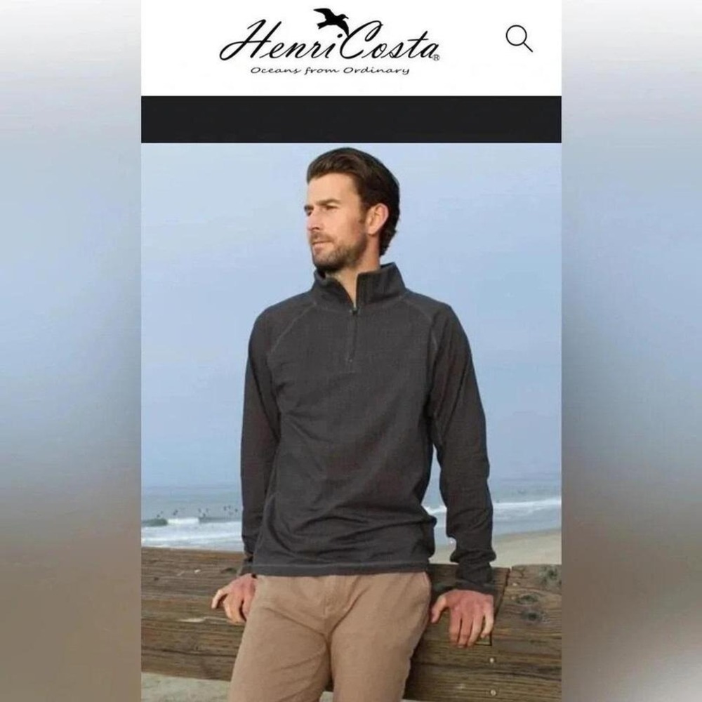 Henri costa POSITANO ZIP onyx Cotton Stretch‎ Jersey Pullover Zip size large